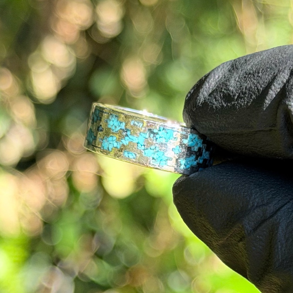 Sterling Ring with Blue Turquoise Accents